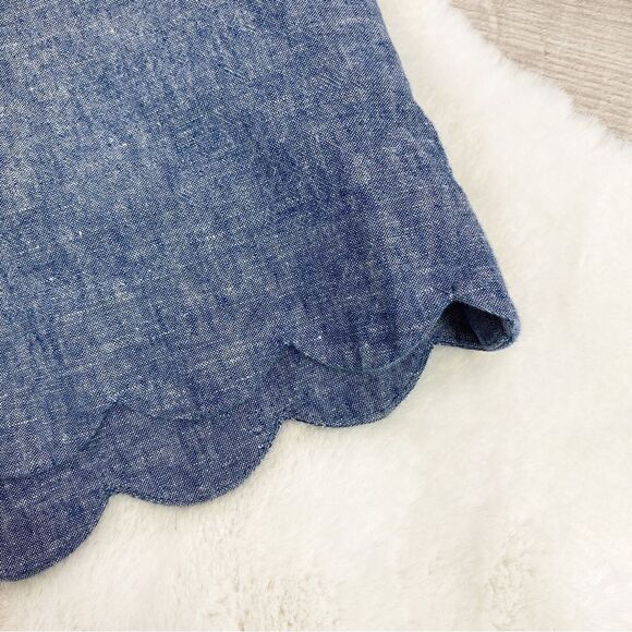 Loft Scallop Hem Linen Blend Chambray Shorts Blue Size 4 - Picture 4 of 9